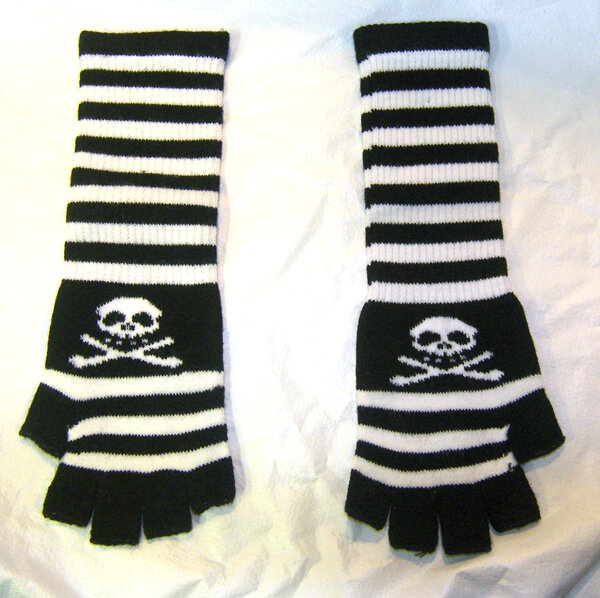 GUANTES LARGOS DE RAYAS Y CALAVERAS